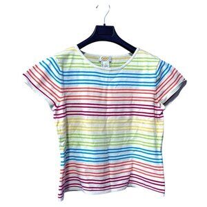 Talbots Petite size large colourful stripe short‎ sleeve shirt